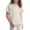 thumbnail image 1 of RXMEKW T-Shirt à Manches Courtes Doux et Respirant à Col Rond pour Enfants Tout-Petits Haut Uni pour Garçons Filles 100 % Polyester, 1 of 6