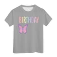 thumbnail image 1 of PMVFHDE Hauts de Bain pour Fille T-Shirt Fille d'Anniversaire à Manches Courtes T-Shirt d'Été à Col Rond Coupe Décontractée Chandails de Base Gris, 6-7 Ans, 1 of 4