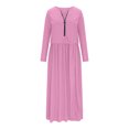 thumbnail image 4 of Gspmoly Robes pour Femmes Grande Taille, Robe Décontractée pour Femmes à Taille Élastique à Manches Longues avec Fermeture Éclair, Robe à Col en V, Offres de Robes de Travail pour Femmes, 4 of 5