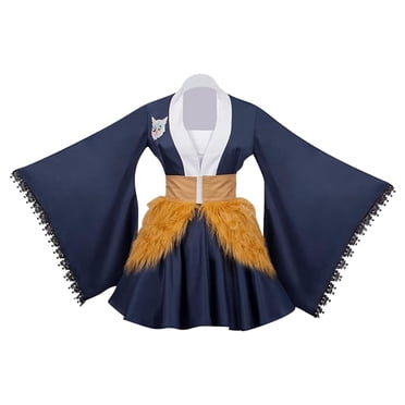 Demon Slayer Style Elegant Kimono For Halloween Anime Theme Party Formal Occasion Wear Japanese Style Traditional Robe Outfit Geisha Performance(Navy-Xxl)#1931