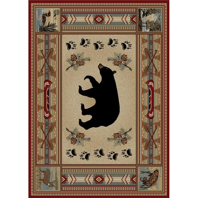 Mayberry Rug HS4882 4X6 3 ft. 11 in. x 5 ft. 3 in. Hearthside Woodlands Bear Area Rug, Red