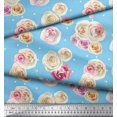 thumbnail image 3 of Soimoi Blue Cotton Duck Fabric Dot & Ranunculus Floral Printed Craft Fabric by the Yard 42 Inch Wide, 3 of 3