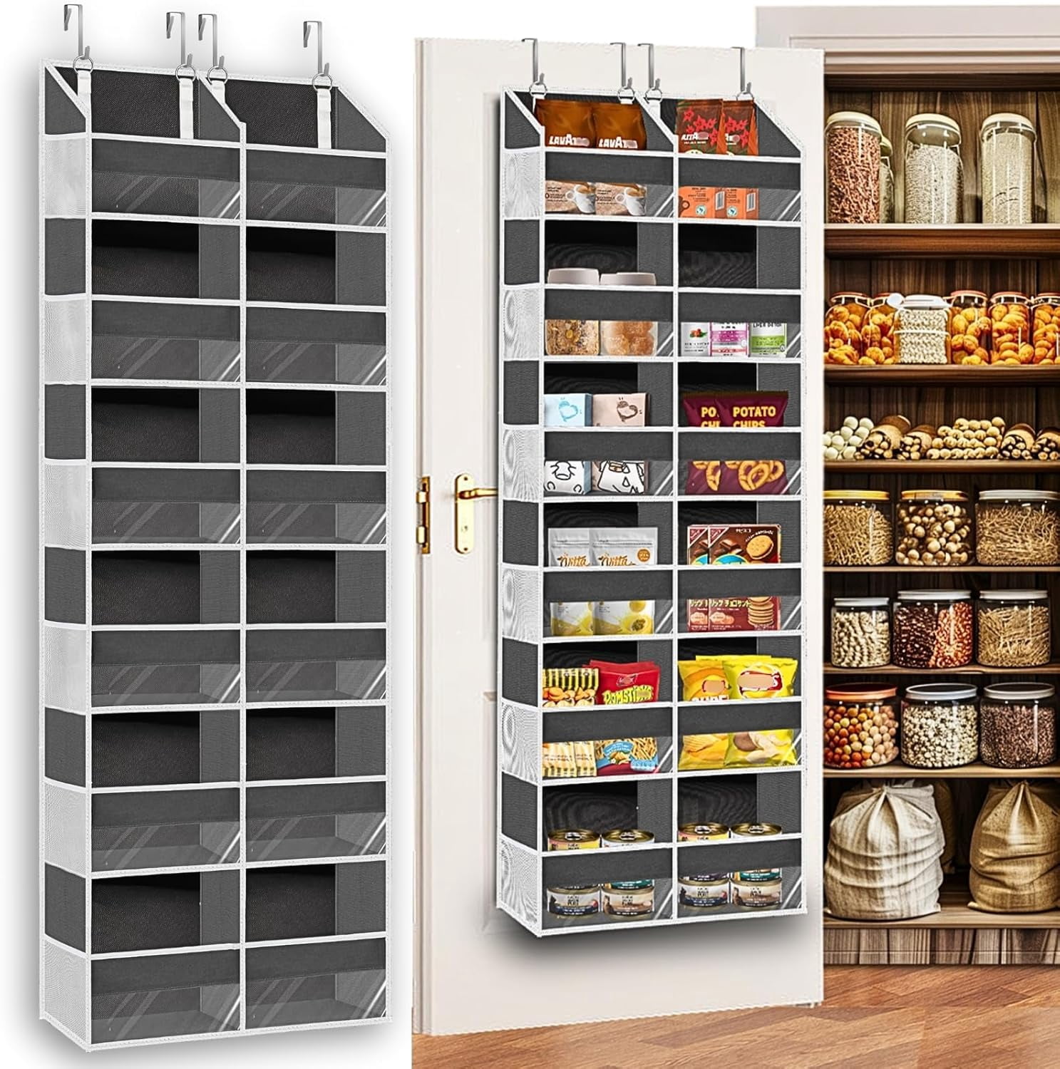 Over the Door Organizer s Extra Large Behind Door Storage of Compartments lbs Weight Capacity Over Door Organizer Door Hanging Organizer for Closet Diaper Organizer Room