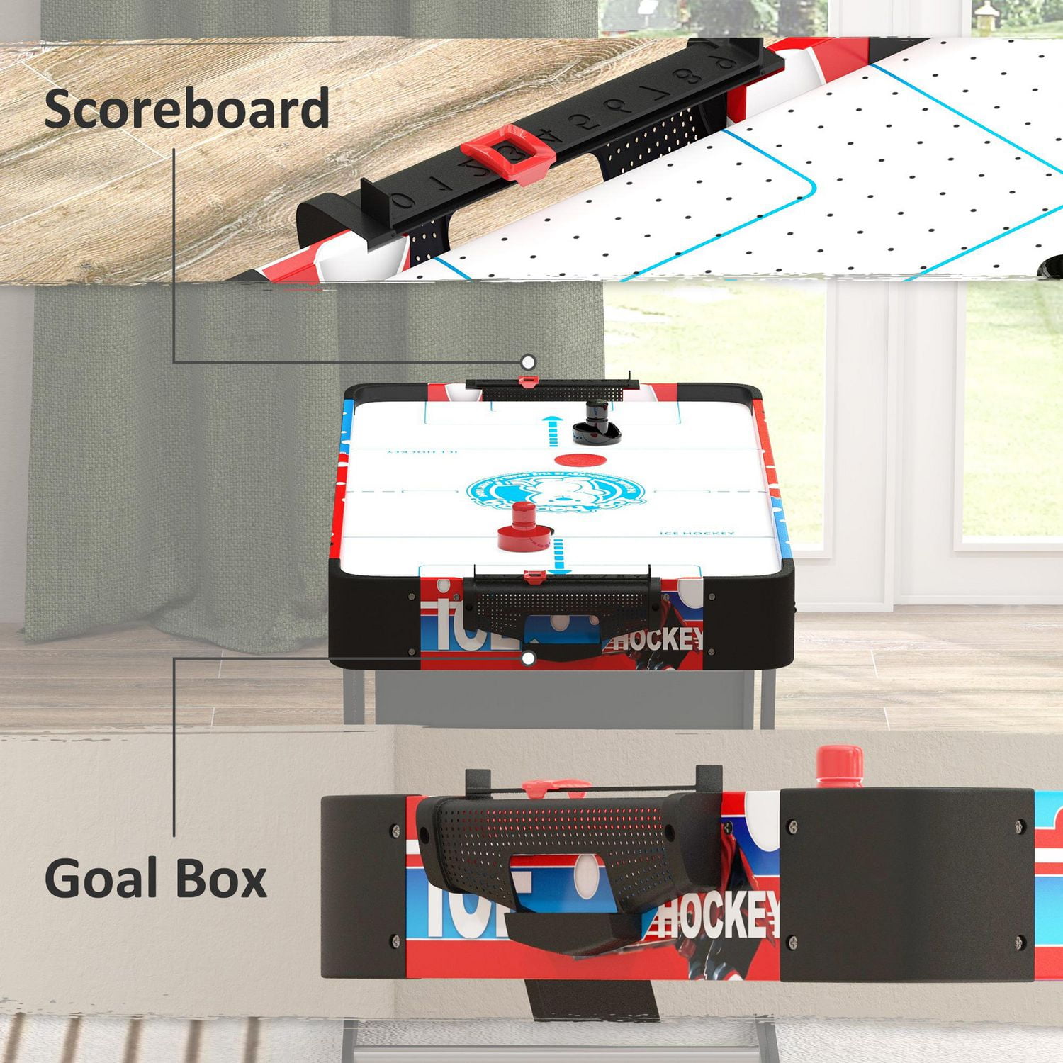 Soozier 40" Air Hockey Table with 2 Pucks, 2 Pushers, Folding Arcade Table