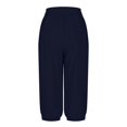 thumbnail image 4 of Timegard Womens Capri Pants Elastic High Waist Button Comfy Solid Color Casual Crop Pants with Pockets, 4 of 7