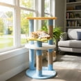 thumbnail image 3 of Costway 29" Cute Modern Cat Tree with Star & Moon Shaped Platforms, Jute Scratching Posts Blue, 3 of 10