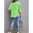 thumbnail image 2 of SEARIPE Women‘s Casual Denim Jacket Frayed Hem Ripped Long Sleeve Jean Jacket With Pockets Pink M, 2 of 5