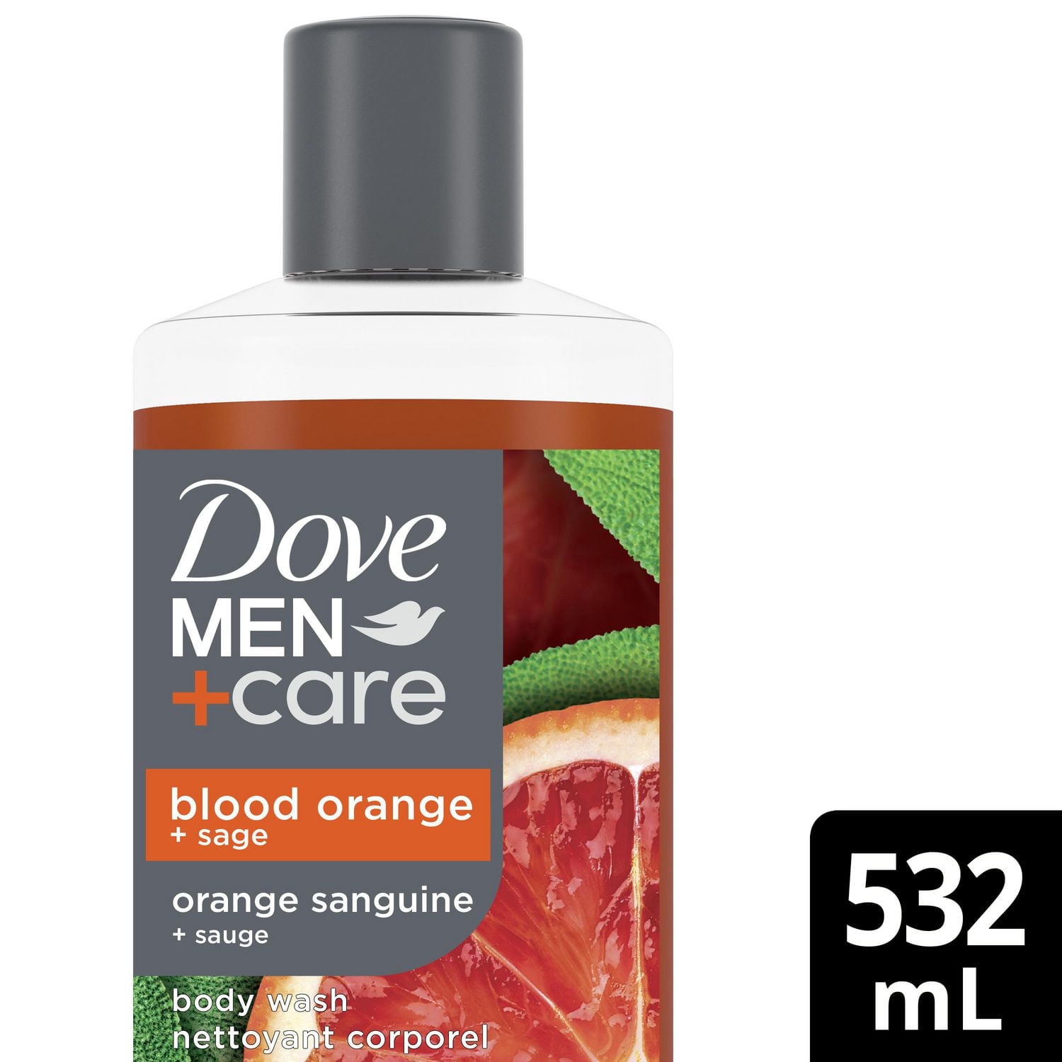Dove Men+Care Nettoyant Corporel pour Réparer la Peau Sèche sous la Douche Orange Sanguine + Sauge avec des Nettoyants et des Hydratants à Base de Plantes