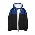 thumbnail image 3 of EGNMCR Manteau Matelassé pour Homme Automne Coupe Ajustée Mince Extérieur Protection Solaire Manteau de Randonnée avec Poches Décontracté à Blocs de Couleur Patchwork à Capuche à Fermeture Éclair Pardessus Légers Coupe-Vent, 3 of 8