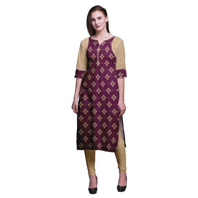 Bimba Robe Kurti Longue en Coton Imprimé Tunique Droite Robes pour Femmes Haut Indien-Petit
