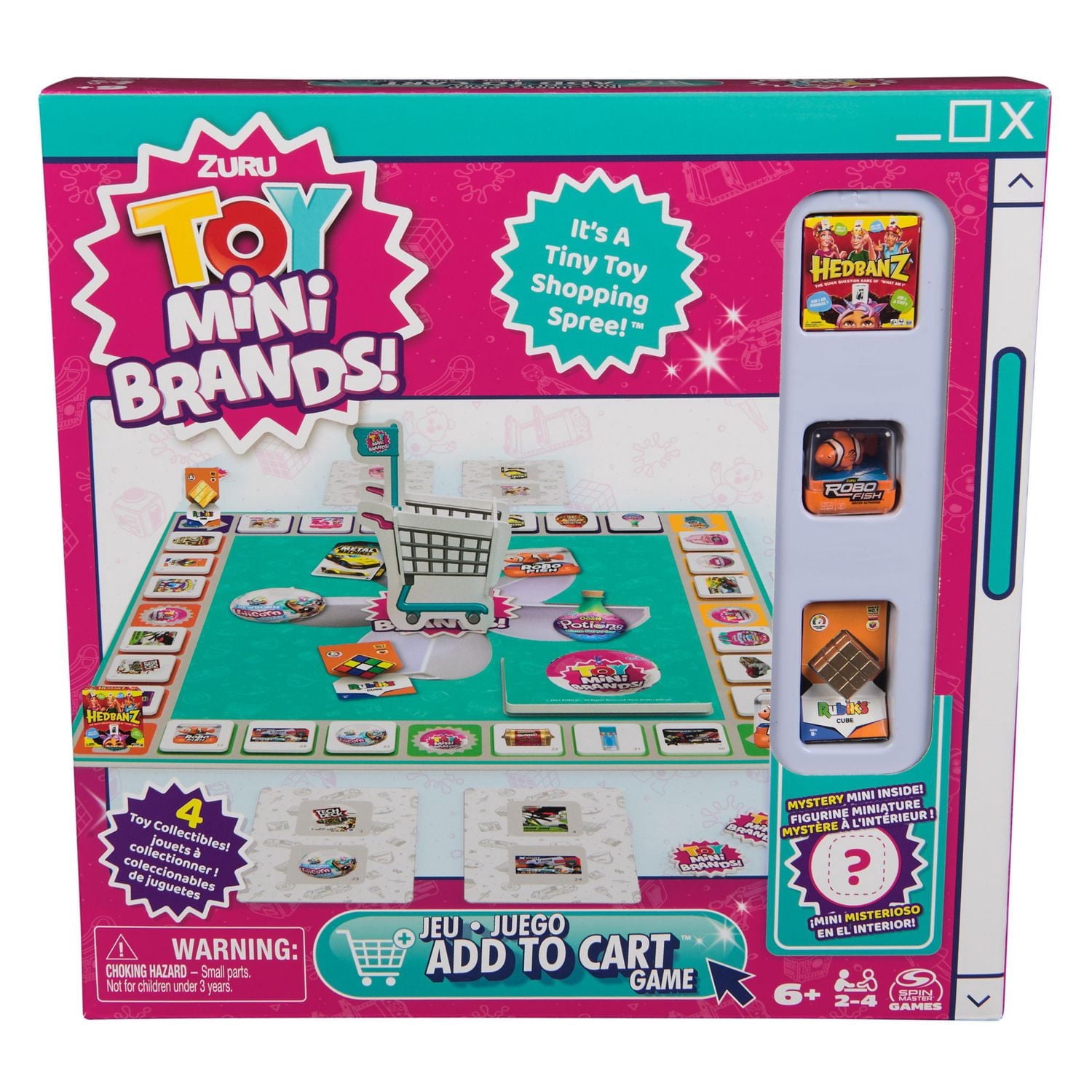 Spin Master Games, Toy Mini Brands Add to Cart Game, 4 Collectible Toy Mini Brands Figures, Family Game, Christmas Gifts for Kids, for Ages 6+