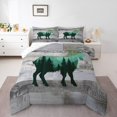 thumbnail image 1 of Goat Toddler Bedding Set, Wooden Plank Hunting Animals Soft Bed Set For Sofa, Green Trees Wildlife Rustic Breathable Down Comforter For Kids Teens, Mountains Safari Cozy Duvet Insert, 1 of 7