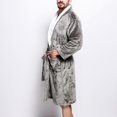 thumbnail image 4 of HBFAGFB Mens Bathrobe Plush Pajama Long Sleeves Softness Warm Flannel Robe with Pockets A Size M, 4 of 9