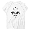 thumbnail image 5 of Povozer T-Shirts pour Femmes Canada Drapeau de la Fête du Canada Manches Courtes Feuille d'Érable T-Shirt Haut (Blanc, P), 5 of 5