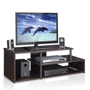 Pemberly Row Bois à faible hausse TV Se tenir debout pour TV jusqu'à 46" en Espresso/Noir
