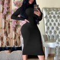 thumbnail image 1 of Gspmoly Robes d'Été, Mode Femme Robe Longue Ajustée à Col Montant à Manches Longues Robe de Couleur Unie Robes de Vacances pour Femmes Liquidation, 1 of 9