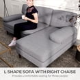 thumbnail image 4 of HOMCOM L-Shape Sofa with Right Chaise Lounge and Rubber Wooden Legs, Grey, 4 of 10
