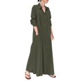 thumbnail image 2 of Bramtres Robes Maxi, Robes de Vacances, Robe Chemise Longue Décontractée pour Femme en Coton et Lin à Boutons avec Poches, Longues Robes, Robe à Manches Longues, Robes Modestes, Robe Verte 2, m, 2 of 4