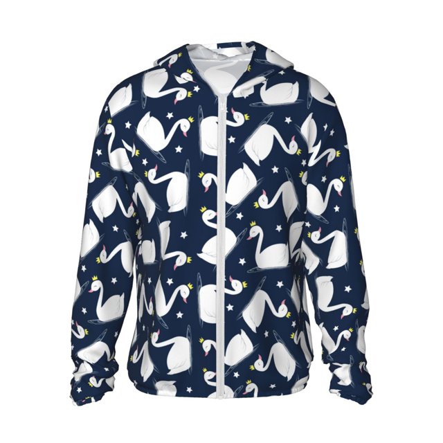 Lsque Swan Pattern UPF 50+ Lightweight Sun Protection Men's Women's Long Sleeve Shirt, Hoodie Performance -Medium