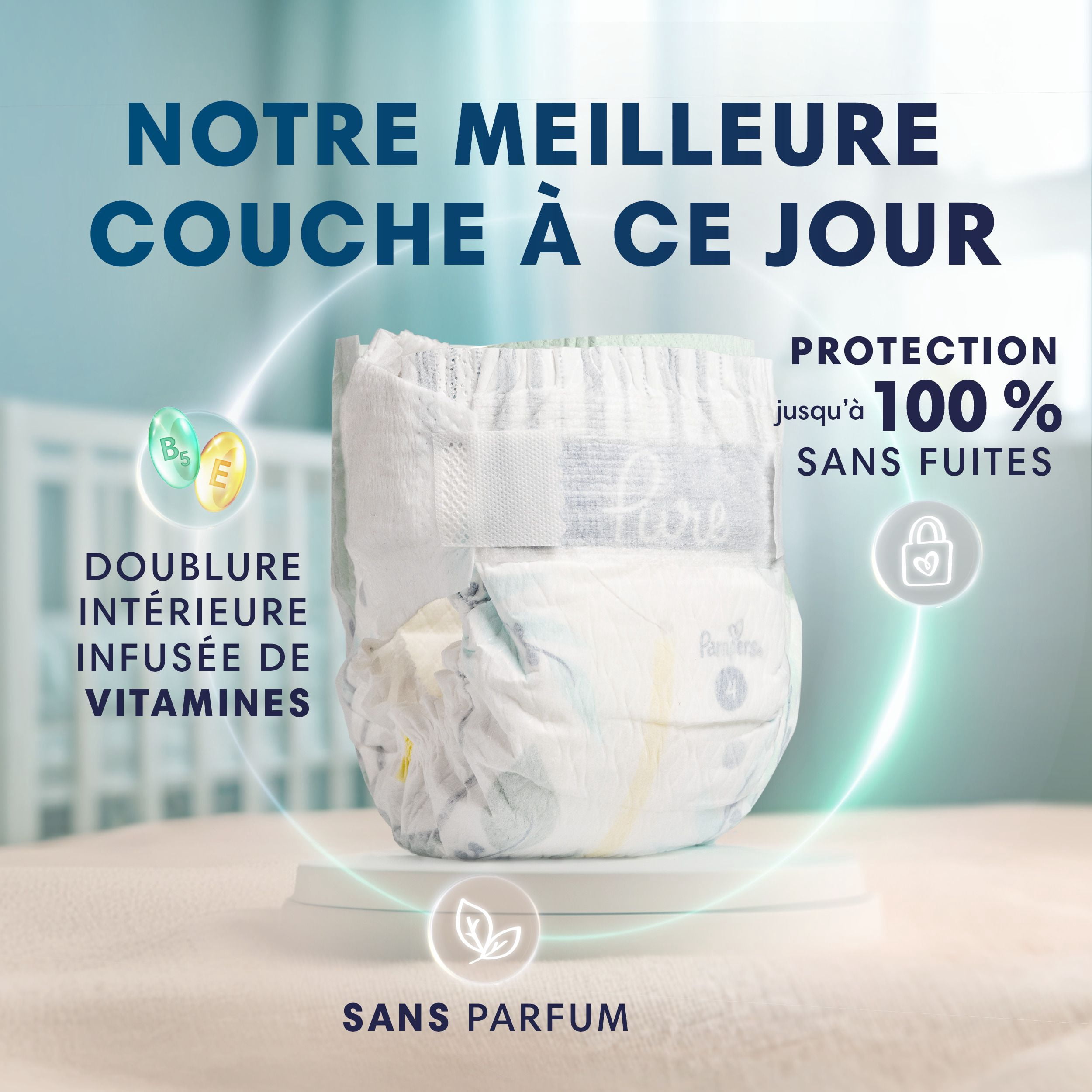 Pampers Pure Couches pour Bébés, Taille 6 (35+ lbs), 42, jusqu'à 100 % Anti-Fuites, Couches Douces Hypoallergéniques de Qualité Supérieure