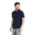 thumbnail image 1 of Men's Polo Performance Quick Dry Soft 2-Button Solid Short Sleeve Cotton T-Shirt (L, Navy), 1 of 1