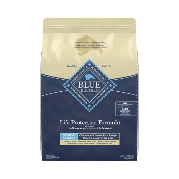 Blue Buffalo Life Protection Formula Nourriture Sèche Naturelle pour Chiens Âgés, Poulet et Riz Brun 4.5KG