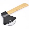 thumbnail image 1 of Axe Pizza Cutter with Bamboo Handle Pizza Wheel Grater Rotating Blade Pizza Knife, 1 of 7