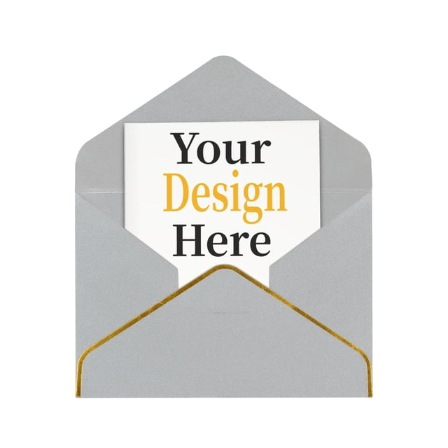 Personalized Photo Greeting Card with Envelope - Custom Greeting Card with Your Own Picture, Logo, or Text for Christmas, Birthdays, Weddings, and Holidays - Light Grey - 2 Pcs
