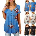 thumbnail image 2 of QJUHUNG T-Shirts Amples à Manches Courtes pour Femmes Blouse Décontractée d'Été pour Dames, 2 of 4