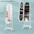thumbnail image 4 of Costway Standing Jewelry Cabinet Armoire Organizer LED Light Mirror Lockable White, 4 of 10