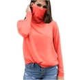thumbnail image 3 of BiZtdJrK Womens Long Sleeve Rash Guard Hiking Tops with Mask Summer Lightweight Beach Sun Protection Shirts Vacation Outfits Watermelon Red L Mothers Day Gifts, 3 of 6