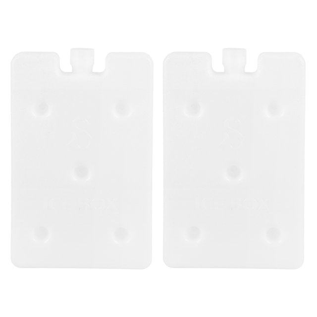 2pcs reusable ice packs made of white PE material, designed for long-lasting cooling. Each pack measures 16.50x10.30x2.90 cm (6.48x4.05x1.14 in) with a 400 ml capacity. Features a secure lid to prevent leaks and a lightweight, portable design. Suitable for use in coolers, lunch bags, or transporting food, vegetables, and fruits.