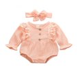thumbnail image 1 of MesaSe Baby Girls Solid Color Long Sleeve Ruffle Romper Autumn Outfit 0-24 Months, 1 of 5
