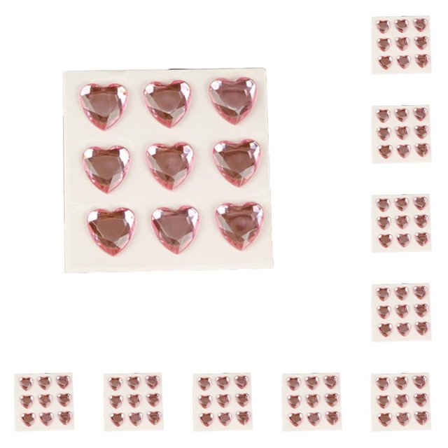 10 Sheets Rhinestone Stickers Children Hand Acrylic Decals Three-dimensional Refrigerator Mobile Phone Guitar Student DIY Love Heart Crafts Label Table Party Pink
