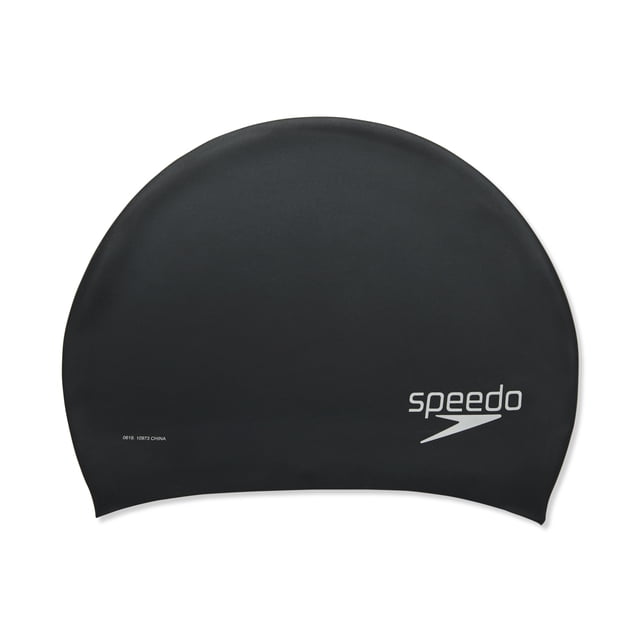 Speedo Unisex Adult Silicone Long Hair Swim Cap - Black, One Size