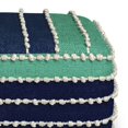 thumbnail image 4 of Simpli Home Garbo Boho Pouf Carré Tissé en Aqua, Marine et Blanc, 4 of 7