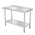 thumbnail image 1 of BeesClover Table en Acier Inoxydable pour Préparation et Travail avec Dosseret, Table de Cuisine Robuste avec Tablette et Pied Réglables pour Restaurant, Maison et Hôtel, 1 of 6