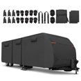 thumbnail image 1 of Unique Bargains 1 Set Waterproof RV Travel Trailer Cover Fits 27'-30' with Extra Windproof Ropes and Gutter Covers, Black, 1 of 7