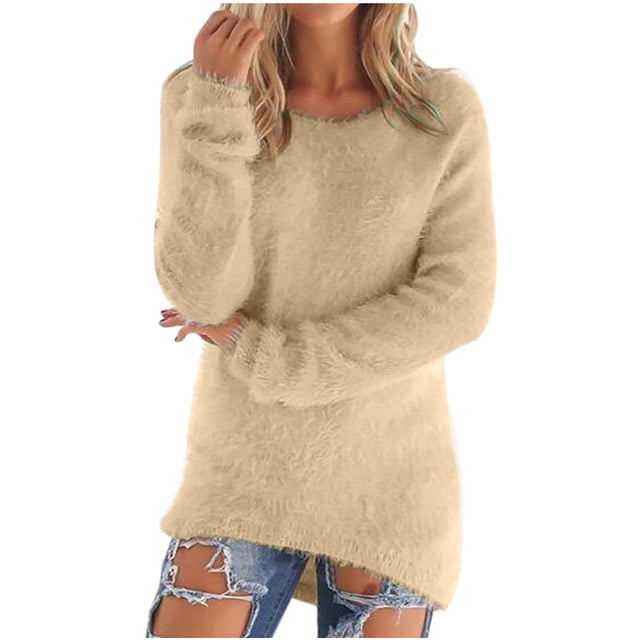 Yuyuzo Hauts Douillets pour Femmes Grande Taille Automne Hiver Manches Longues Col Rond Ample Décontracté Chandail