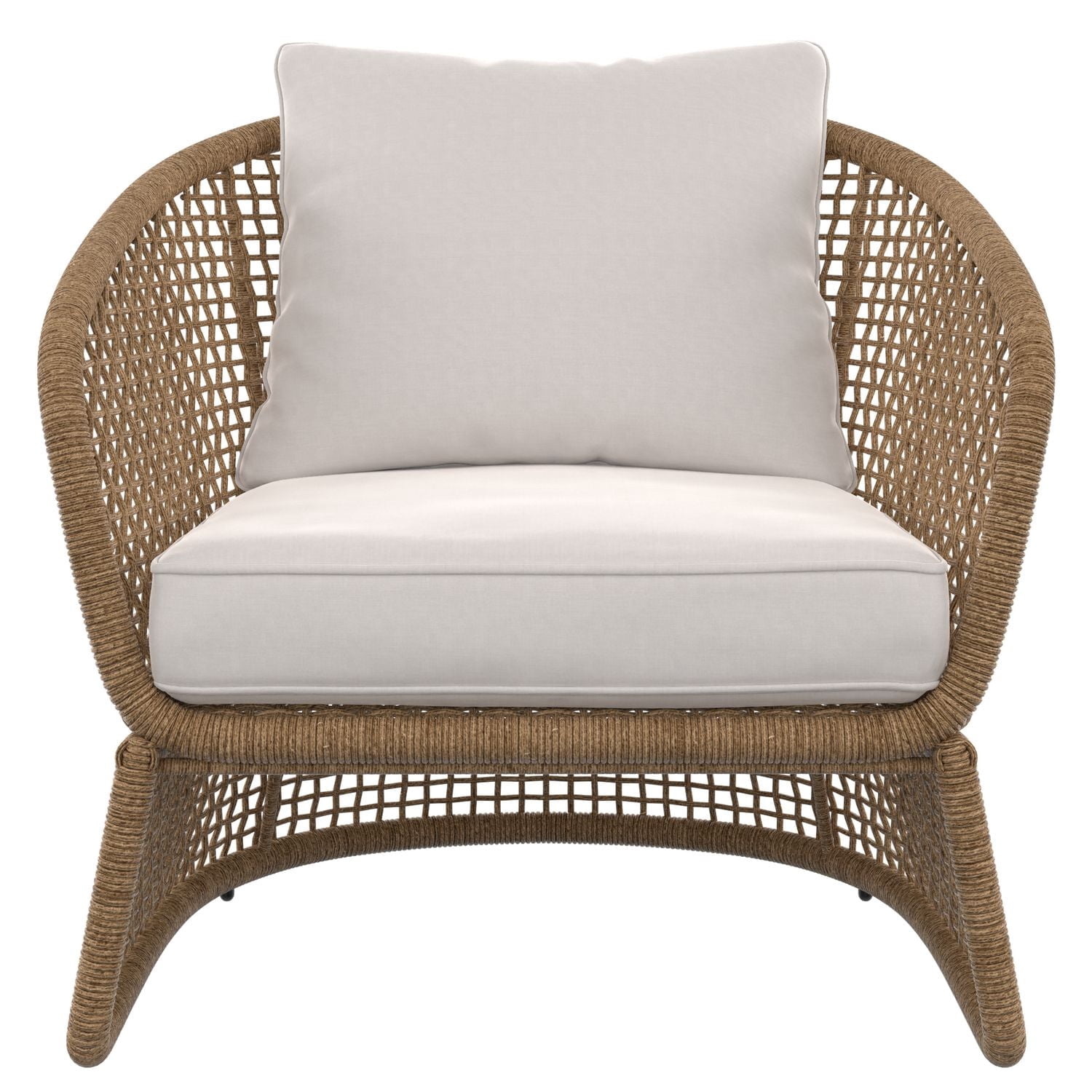 Ensemble causerie extérieur en acier 3 pièces avec coussins Lasso HOMETRENDS, brun