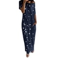 thumbnail image 1 of Kcodviy Chemises de Nuit à Manches Courtes Quotidiennes pour Femmes Grande Taille Imprimé Étoiles Décontracté Robe de Nuit Inclinée pour Femmes Épaule Maxi Robe de Nuit, 1 of 5