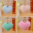 thumbnail image 4 of MesaSe 10cm Cute Faux Fur Ball Pompom Heart Shape Car Phone Keychain Handbag Key Ring, 4 of 8