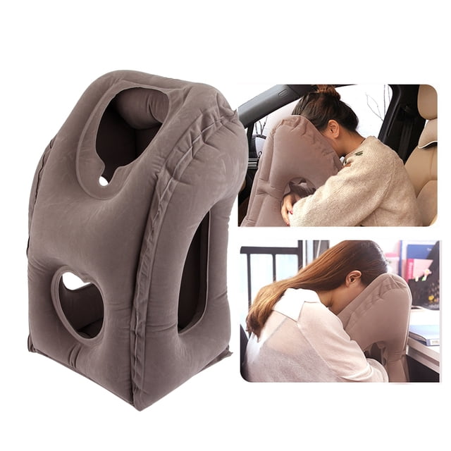Dioche PVC Flocking Pillow, Ffice Rest Pillow, For Airplane Office Home Napping Travel Sleeping Camping