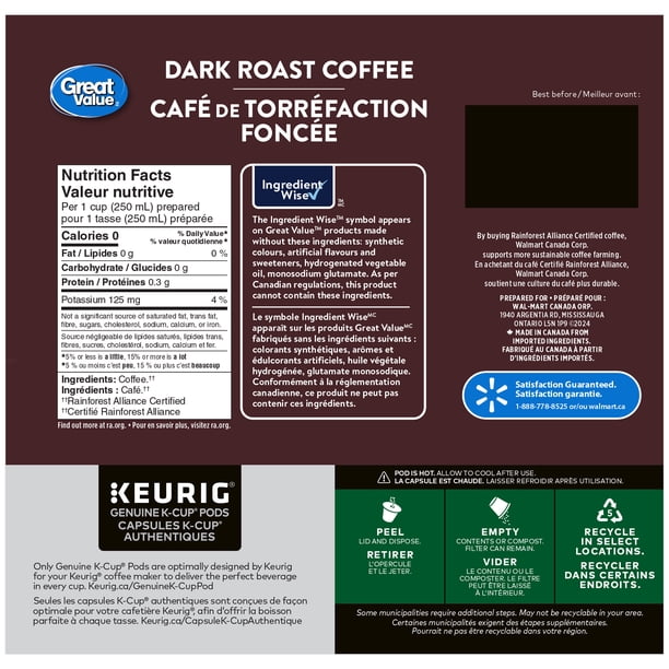 Great Value Dark Roast Coffee - Walmart.ca