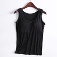 thumbnail image 2 of UPPADA Débardeurs pour Femmes en Modal Rembourré avec Soutien-Gorge Intégré, Col Rond, Camisole Sans Manches avec Soutien-Gorge Sans Armatures, Chandails Ajustés Décontractés, T-Shirt, Grande Taille, Hauts Confortables, Débardeur pour Femmes, Lot, Côtelé, Noir, G, 2 of 4