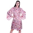 thumbnail image 1 of Moomaya Printed Womens Kimono Sleeve Robes Satin Silk Getting Ready Bridal Robe Coverup, 1 of 7