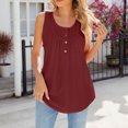 thumbnail image 4 of Timegard Womens Tank Tops Round Neck Button Ruched Eyelet Sleeveless Top Casual Tunic Top for Leggings, 4 of 5