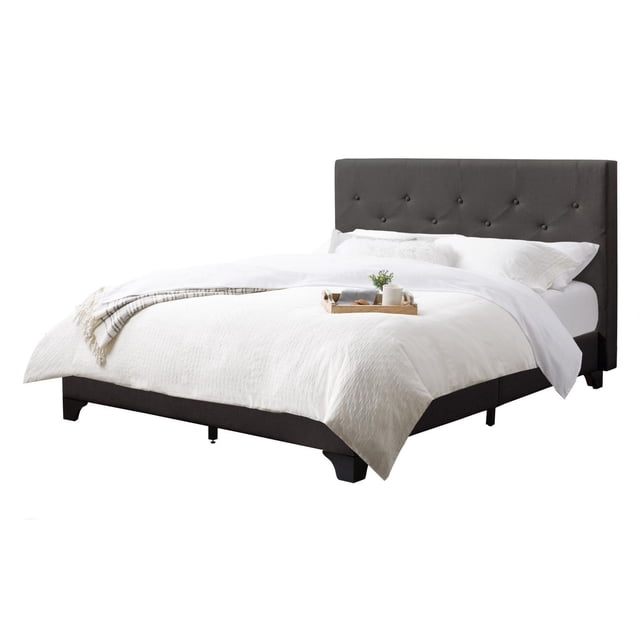 CorLiving Nova Ridge Luxurious Upholstered Full Size Platform Bed Frame with Headboard - Platform Design, No Boxspring Required, Perfect for Full Bed, Sturdy Full-Size Headboard and Frame Combination