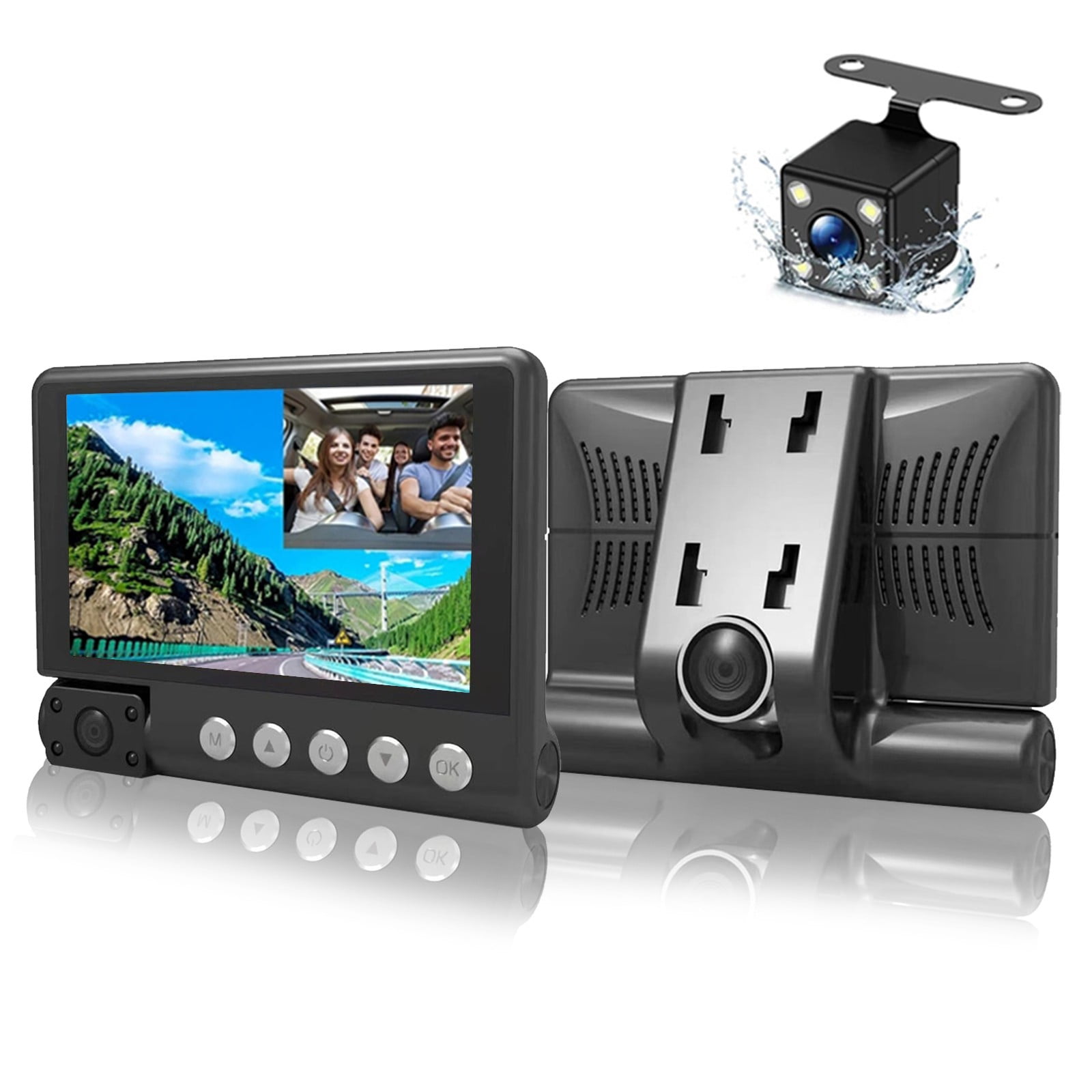 Dash Cam,3 Channel Dash Cam Front And Rear Inside,1080P Dash Camera For Cars,Dashcam Three Way Car Camera With IR Night Vision,Loop Recording,Motion Detection