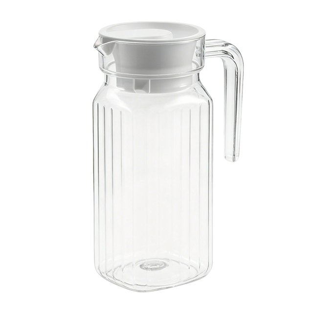 Clear Acrylic Pitcher, Plastic Juice Jug With Removable Lid, Bpa-Free Shatter-Proof Water Pitcher, Transparent Beverage Container for Iced Tea, Lemonade, Hot And Cold Drinks,White